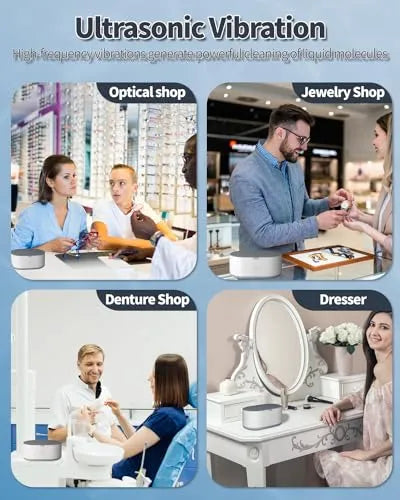 Jewelry Cleaner Ultrasonic Machine, JeaTone 600ML Ultrasonic Jewelry Cleaner with 50ML Ultrasonic Cleaner Solution, Ultrasonic Retainer Cleaner for All Jewelry, Denture, Mouth Guard, Eyeglasses - PremiumBrandGoods