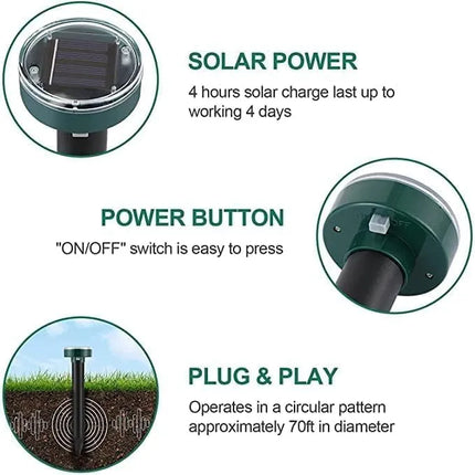 Ultrasonic Mole Repellent Solar Powered 8 Pack, Gopher Repellent, Vole Repellent Mole Repellent for Lawn Garden Yard Waterproof Get Rid of Moles Voles Gophers Rats Rodents - PremiumBrandGoods
