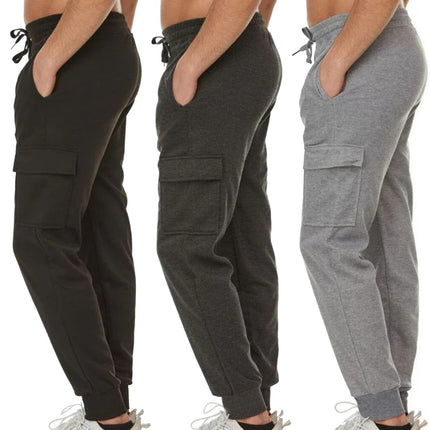Mens Fleece Lined Active Jogger Cargo Sweatpants Pants Lounge Gym S M L XL 2XL