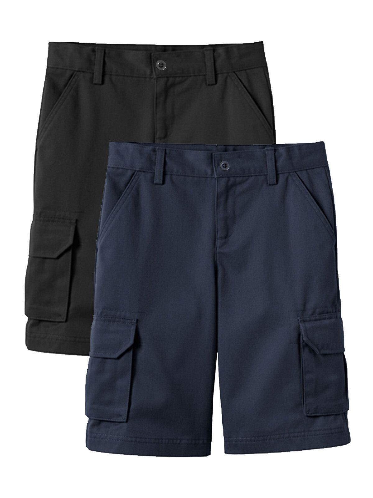 Boys' Super Stretch Cotton Cargo Shorts, 2-Pack, Sizes 8-18