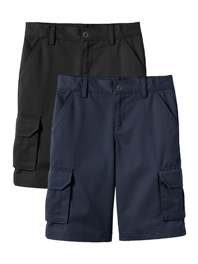 Boys' Super Stretch Cotton Cargo Shorts, 2-Pack, Sizes 8-18