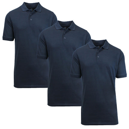 3 Pack - Men's Pique Polo Shirt - Uniform - Lounge- Casual - Free Shipping- NWT