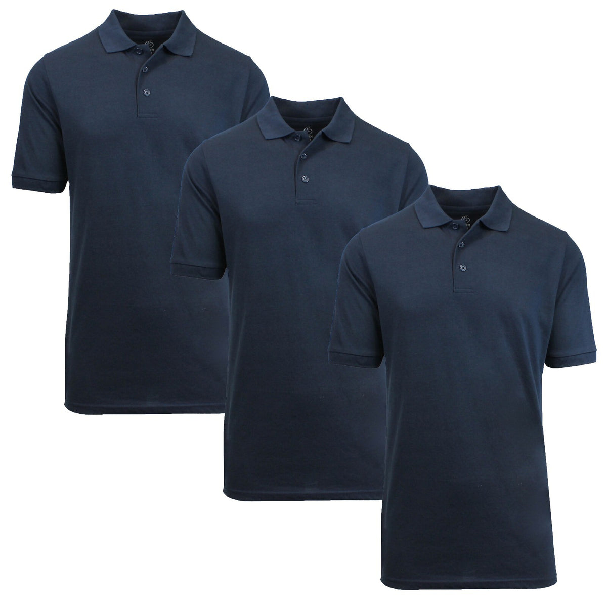 Men's Pique Polo Shirts for Uniform & Casual Wear, 3-Pack