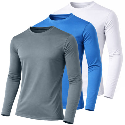 Men's Moisture Wicking Long Sleeve Performance Crew Neck Tagless Tee-NEW , S-2XL