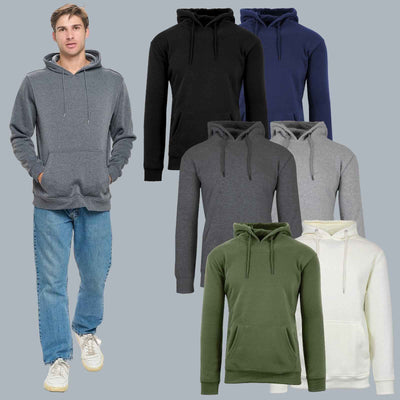 Men's 2-PACK Heavyweight Premium Fabric Fleece Lined Pullover Hoodie (M-2XL) NEW