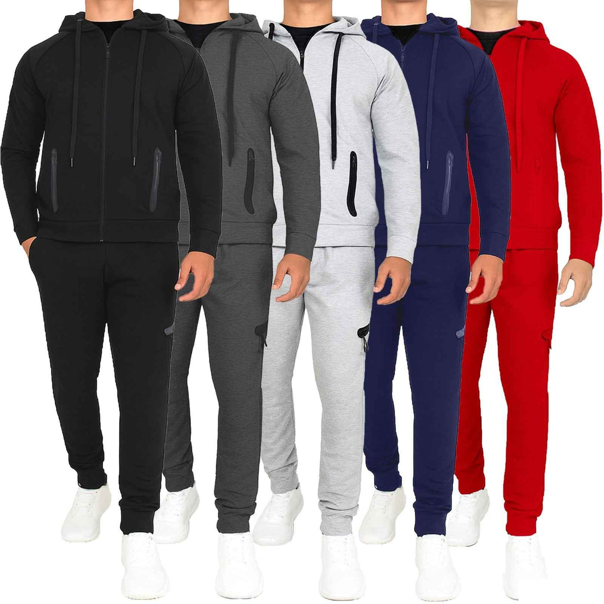 Mens Tech Fleece Hoodie & Jogger Tracksuit 2-Piece Athletic Outfit (Size- S–3XL)