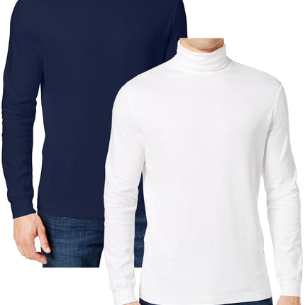 2-Pack Men's Long Sleeve Turtle Neck T-Shirt Tee Layer Cotton Blend Outerwear