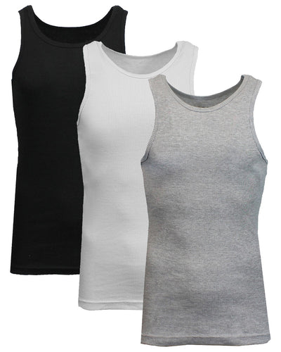 Men's Ribbed Tank Tops, 3-Pack
