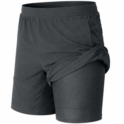 Men's 2-in-1 Running Shorts Quick Dry Stretch Athletic Gym Workout Shorts