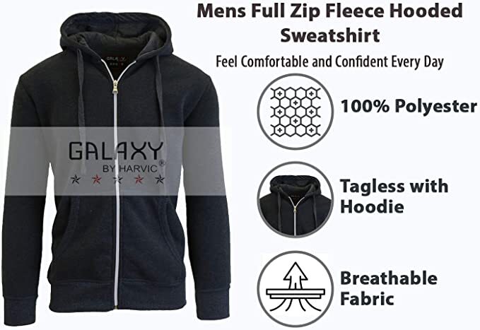 Men's Fleece Zip-Up & Pullover Hoodie, S-5XL