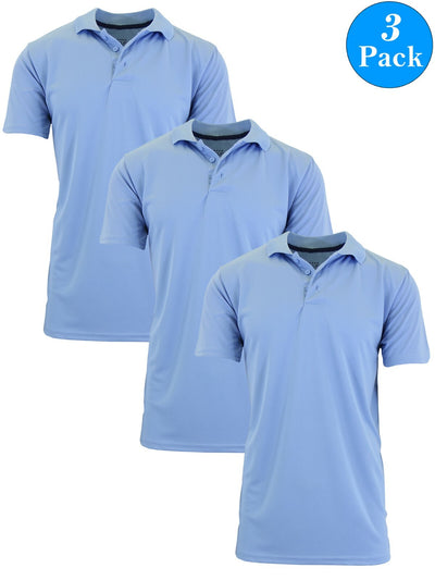 Men's Moisture-Wicking Short Sleeve Polo Shirts, 3-Pack