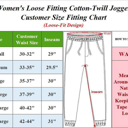 Women's Slim-Fit Cotton Twill Jogger Pants With Pockets Cotton Lounge (S-2XL)