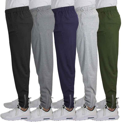 4-Pack Men’s Performance Joggers with Zipper Pockets & Reflective Trim (S-2XL)