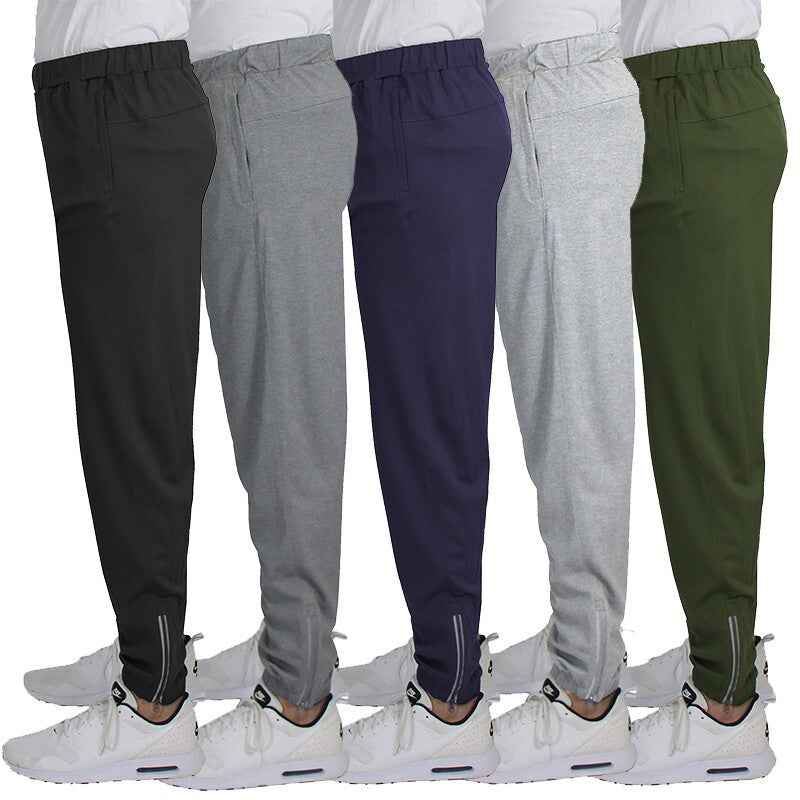 4-Pack Men’s Performance Joggers with Zipper Pockets & Reflective Trim (S-2XL)