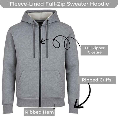 Mens Fleece-Lined Zipper Hoodie Slim-Fit Lounge Warm Jacket Sweater NEW (S-3XL)