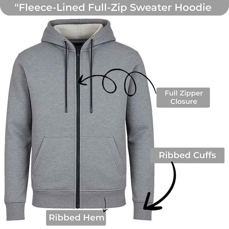 Mens Fleece-Lined Zipper Hoodie Slim-Fit Lounge Warm Jacket Sweater NEW (S-3XL)