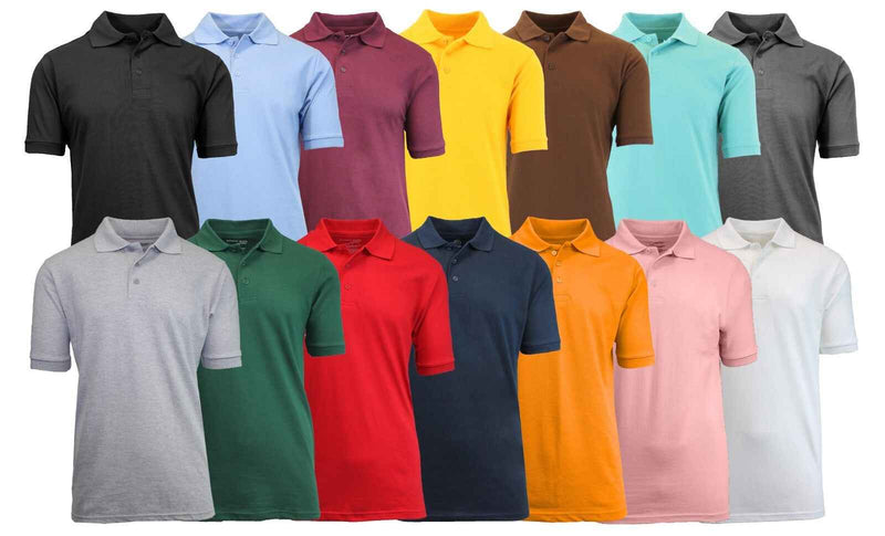 Men Heathered Polo Shirt New Standard Neck Classic NWT Uniform Lounge