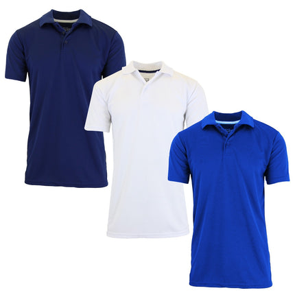 Men's Short Sleeve Moisture Wicking Polo Shirts Lounge Running Gym 3-PACK NEW