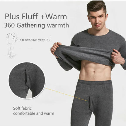 Mens thermal set underwear and shirt 100% cotton pants combo winter - PremiumBrandGoods
