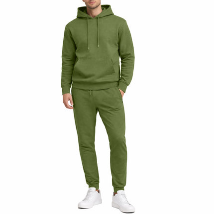 Men's Soft Fleece Cotton Blend Pullover Hoodie & Sweatpants Jogging Set