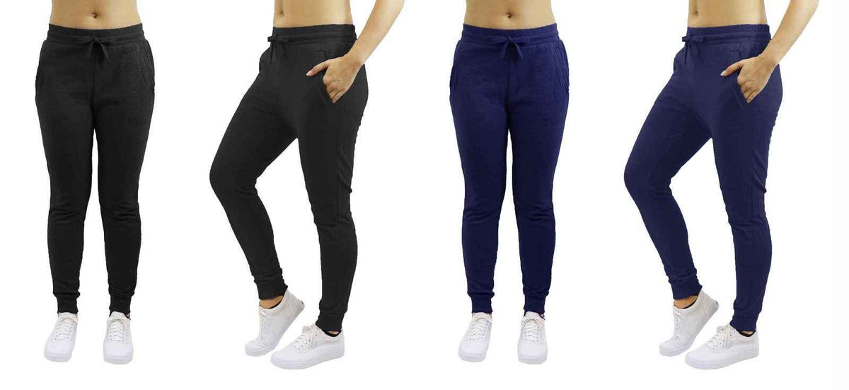 Womens Jogger Pants French Terry Cotton Blend Lounge Sweatpants 2-PACK