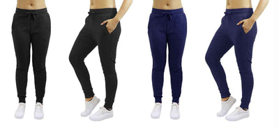 Womens Jogger Pants French Terry Cotton Blend Lounge Sweatpants 2-PACK