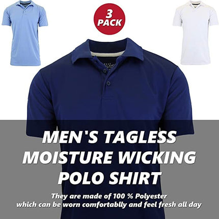 Men's Short Sleeve Moisture Wicking Polo Shirts Lounge Running Gym 3-PACK NEW