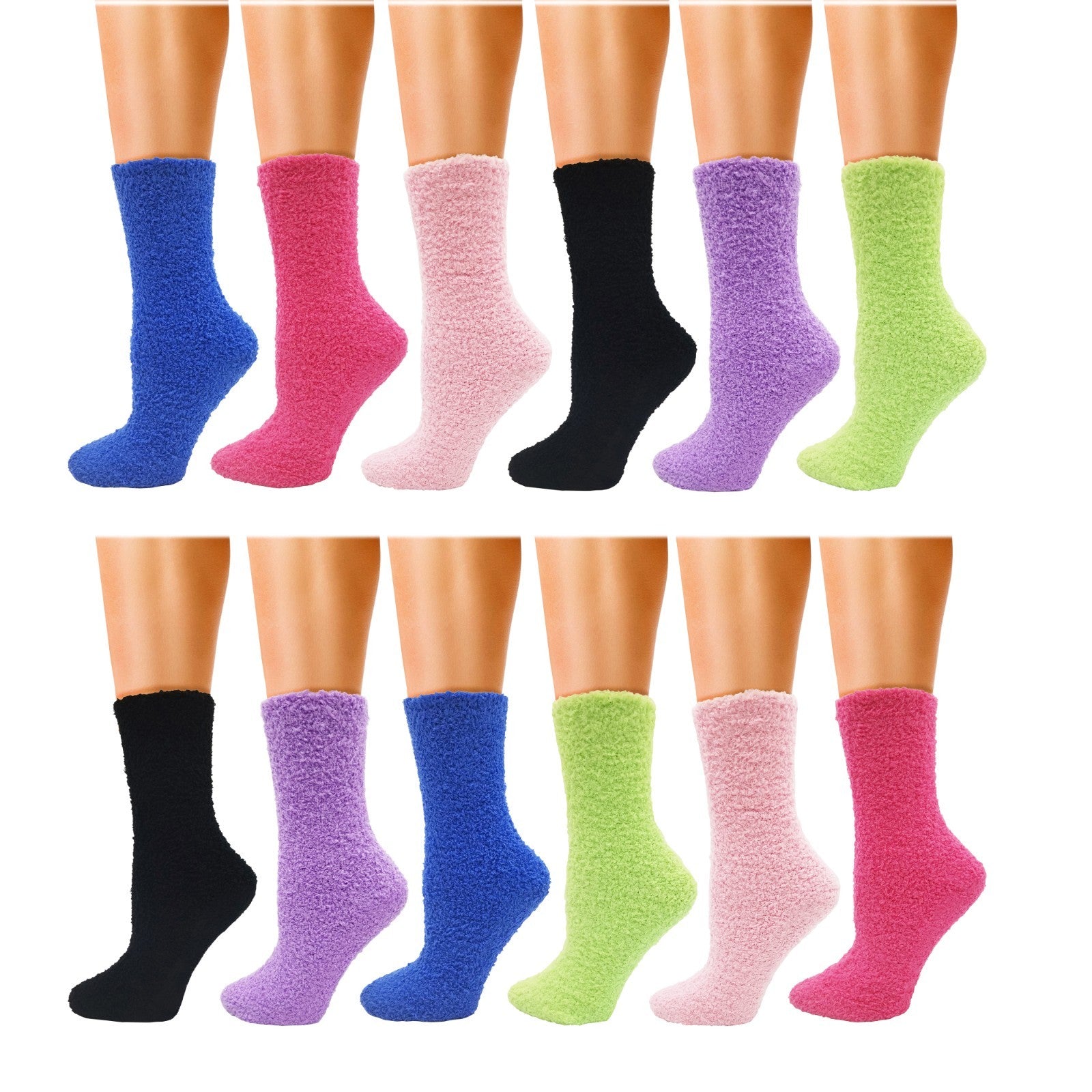 Fuzzy Socks 12 Pairs Fluffy Cozy Soft Womens Girls Plush Warm Sleep House Socks - PremiumBrandGoods