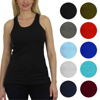 Women's Ribbed Tank Top - Soft Cotton Blend, Regular Fit, Gym & Lounge Wear