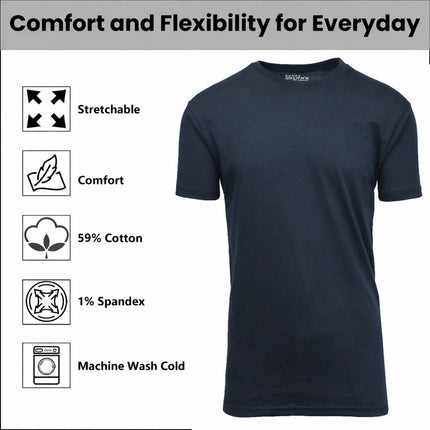 Men’s Modern Fit Crew Neck T-Shirt Soft Breathable Cotton-Poly Blend Casual Tee