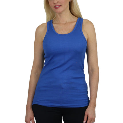Women's Ribbed Tank Top - Soft Cotton Blend, Regular Fit, Gym & Lounge Wear