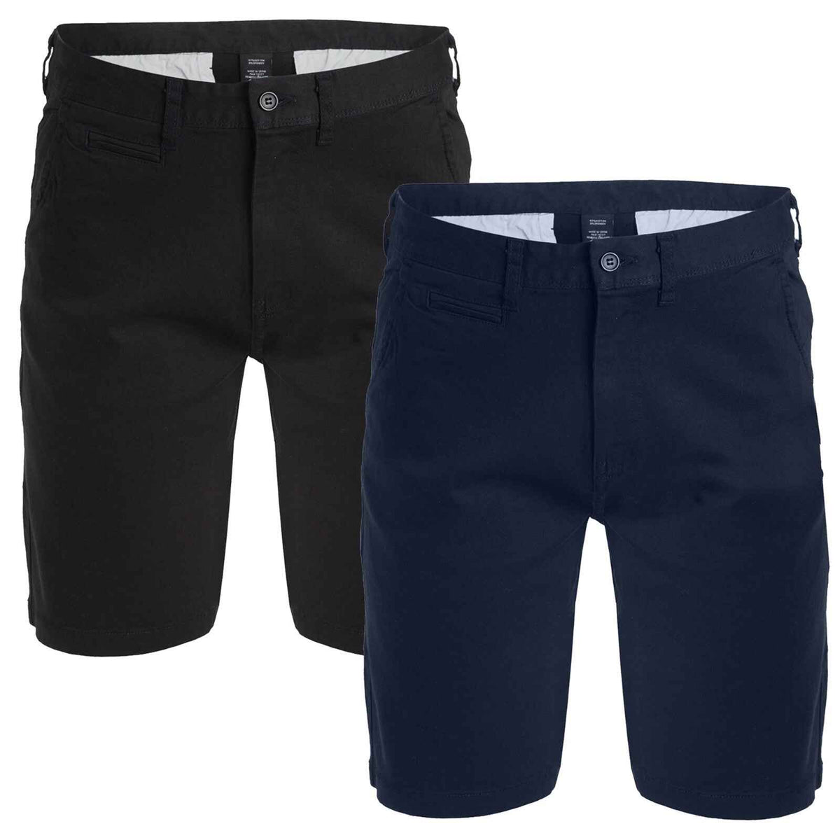 Mens Cotton Flex Stretch Button Closure Chino Shorts (Sizes 30-42) NEW 2-PACK