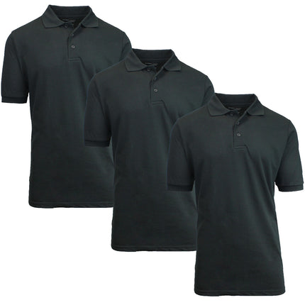 3 Pack - Men's Pique Polo Shirt - Uniform - Lounge- Casual - Free Shipping- NWT