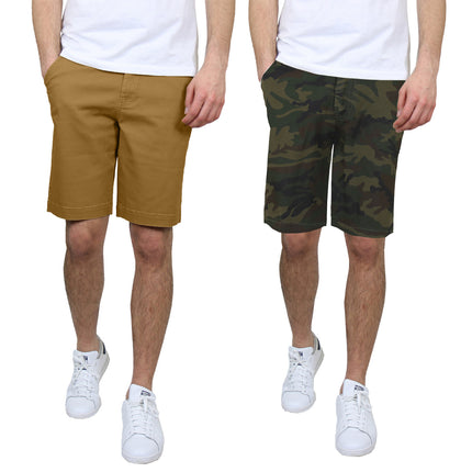 Men's 5-Pocket Flat-Front Stretch Twill Chino Short 2 PACK (Size 30-42)FREE SHIP