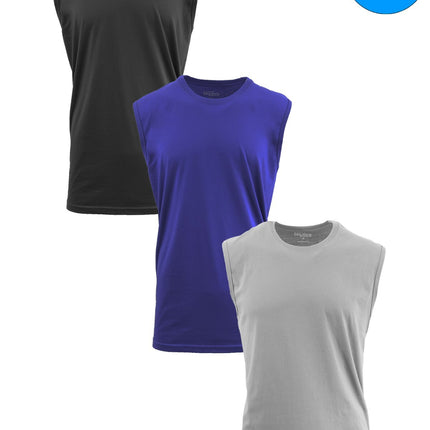 Mens Muscle Tank T-Shirt Cool Mesh Colors Workout Fitness Lounge Running 3-PACK