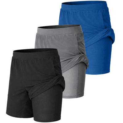 Men's 2-in-1 Quick-Dry Running Shorts, 3-Pack
