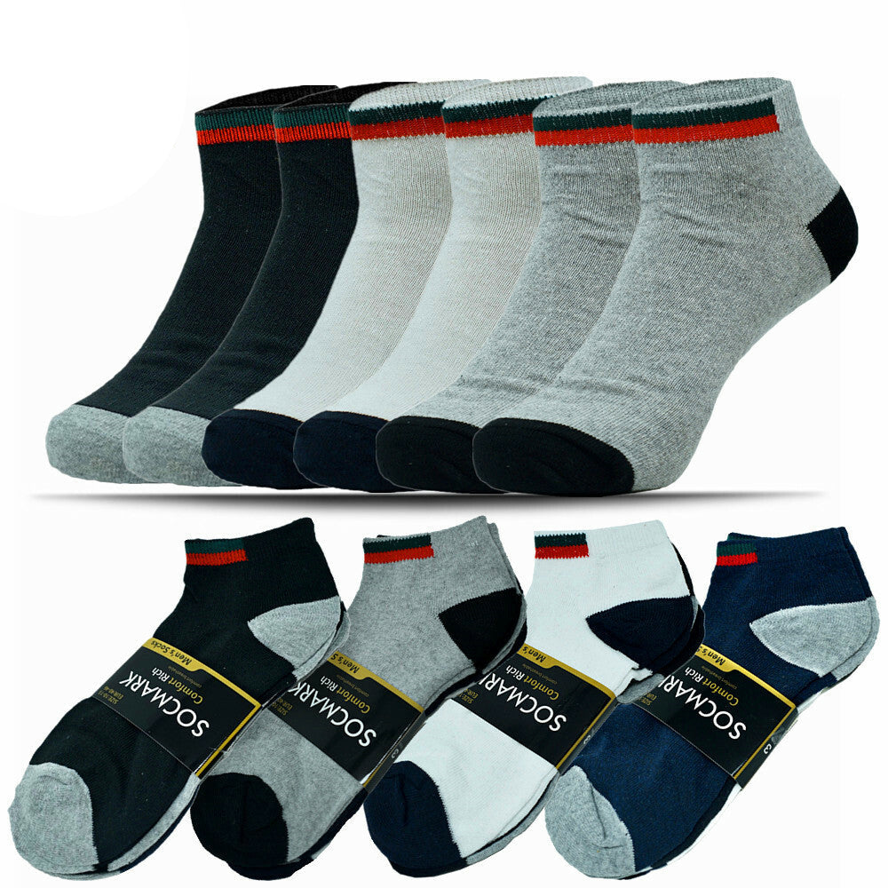 Mens Cotton Ankle Socks 3-12 Pairs Low Cut Athletic Sports Crew Size 9-13 - PremiumBrandGoods