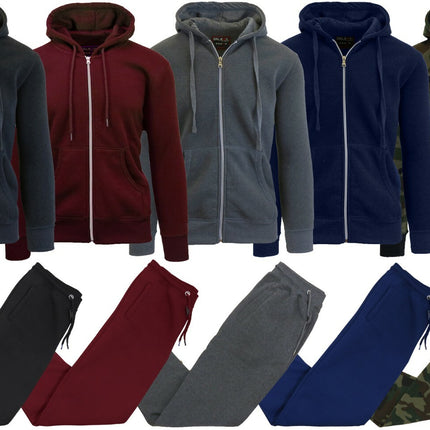 Men's Fleece Lined Hoodie & Jogger Sweatpants Set Activewear Lounge (S-2XL)