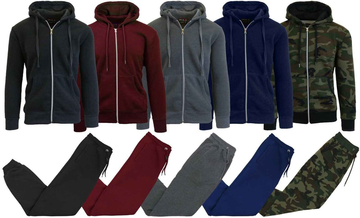 Men's Fleece Lined Hoodie & Jogger Sweatpants Set Activewear Lounge (S-2XL)