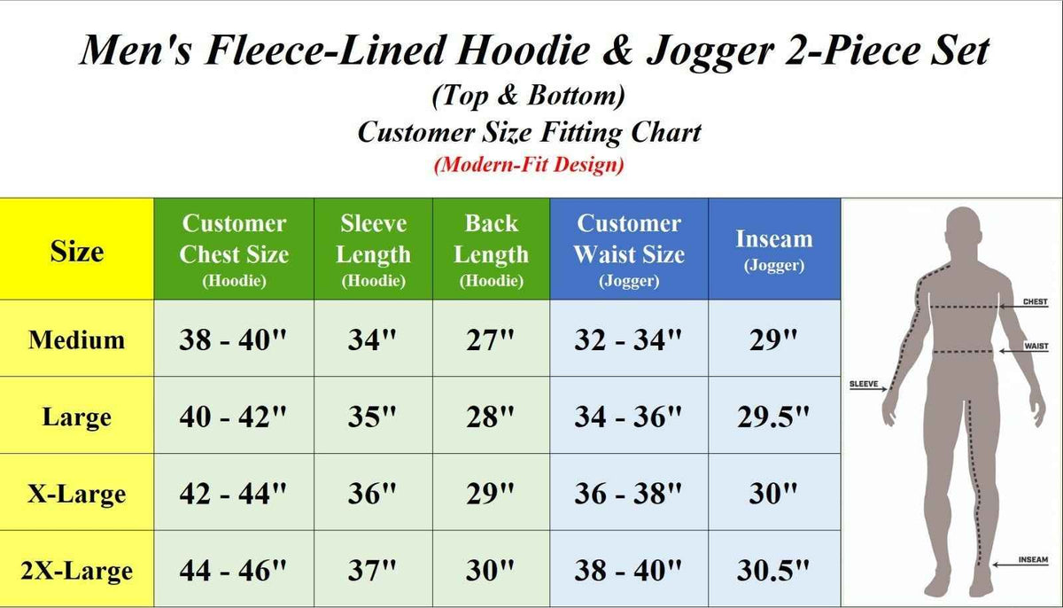 Men's Soft Fleece Cotton Blend Pullover Hoodie & Sweatpants Jogging Set
