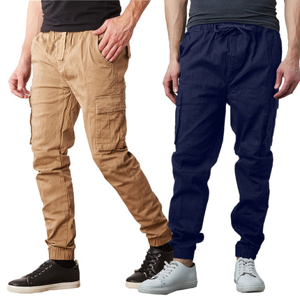 Mens Cargo Jogger Pants Cotton Flex with Stretch Comfort (Size: S-2XL) FREE SHIP