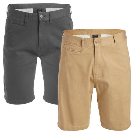 Mens Cotton Flex Stretch Button Closure Chino Shorts (Sizes 30-42) NEW 2-PACK
