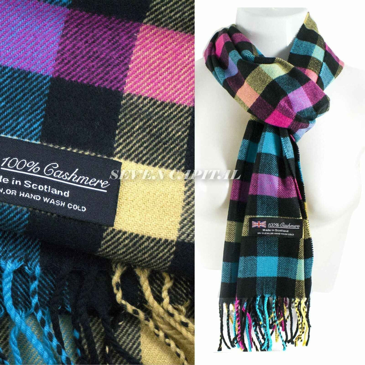 Mens Womens Winter Warm SCOTLAND Made 100% CASHMERE Scarf Scarves Plaid Wool