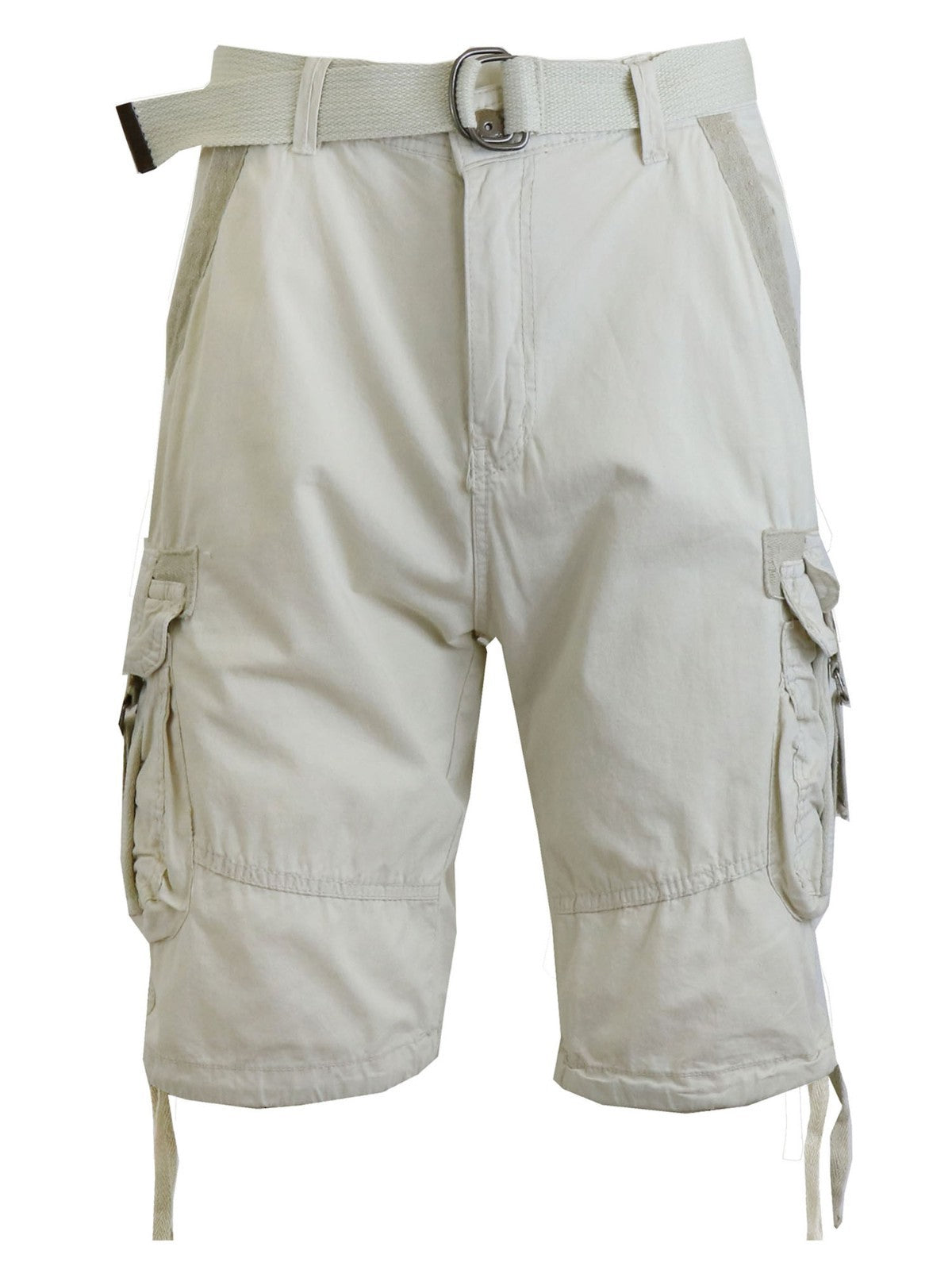 Men's Distressed Washed Cotton Cargo Shorts with Belt, Waist 30-42