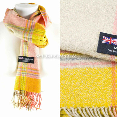 Mens Womens Winter Warm SCOTLAND Made 100% CASHMERE Scarf Scarves Plaid Wool