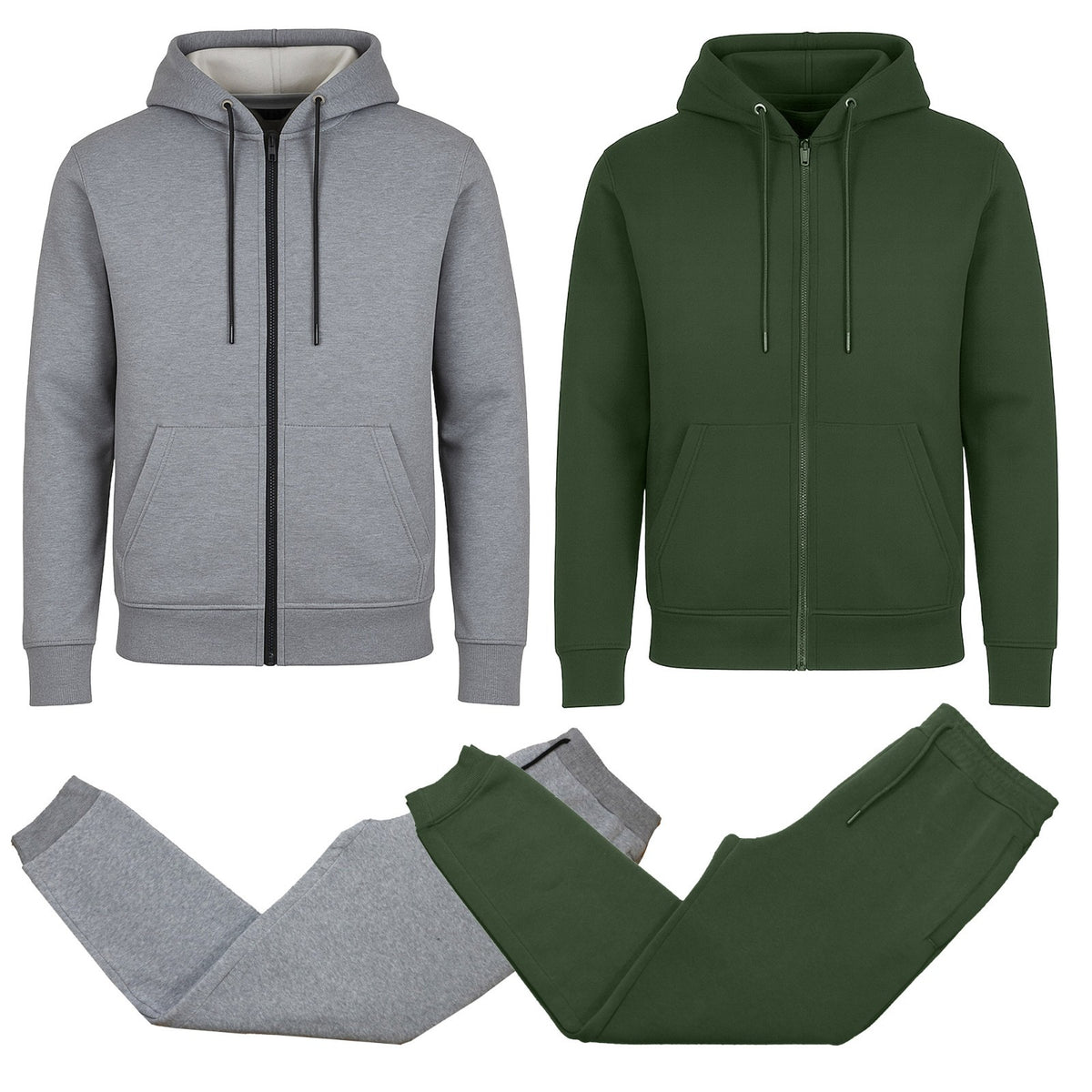 Men's 4-Piece Fleece-Lined Full-Zip Hoodie & Jogger Set, S-3XL