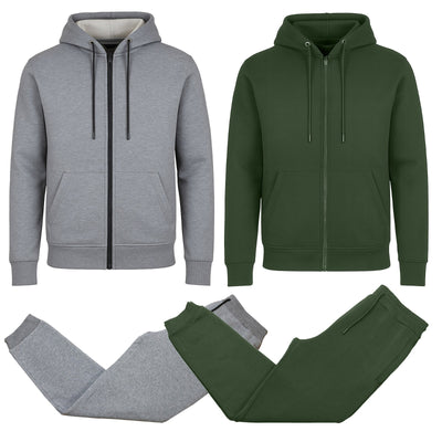 Men's 4-Piece Fleece-Lined Full-Zip Hoodie & Jogger Set, S-3XL