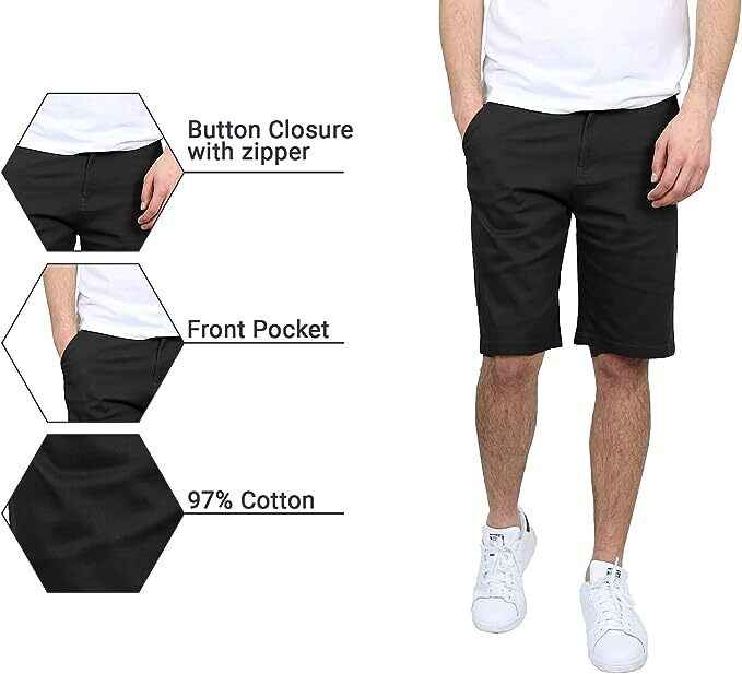 Men's 5-Pocket Flat-Front Stretch Twill Chino Short 2 PACK (Size 30-42)FREE SHIP