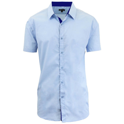 Mens Short Sleeve Solid Dress Shirt Slim Fit Button Down Casual NWT (S-5XL)