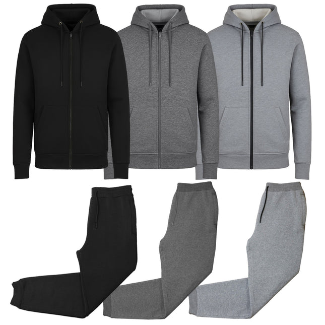 Men’s 4-Piece Fleece-Lined Full Zip Hoodie & Jogger Set – Free Shipping (S–3XL)